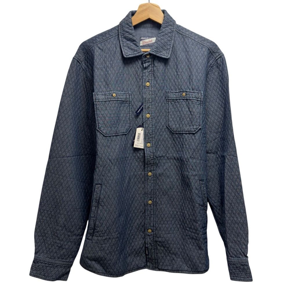 Johnnie-O NEW Mens Sz M "Haskell" Blue Quilted Button Front Shirt Jacket Shacked
